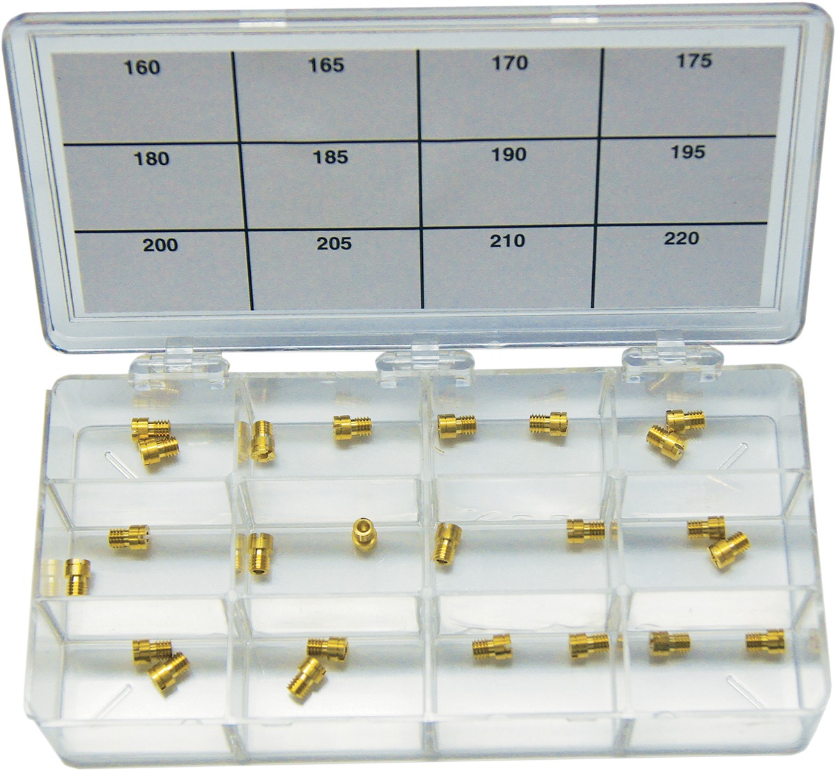 EBC Keihin CV Harley Main Jet Kit Clear Box - Main jet assortment for Keihin CV Harley carbs - Click Image to Close