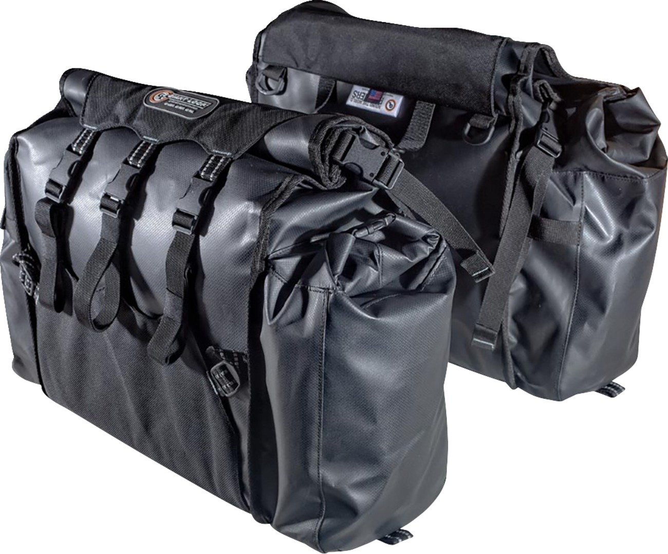 Giant Loop Round the World Panniers 90L Black - Waterproof 90L soft panniers for adventure motorcycles - Click Image to Close