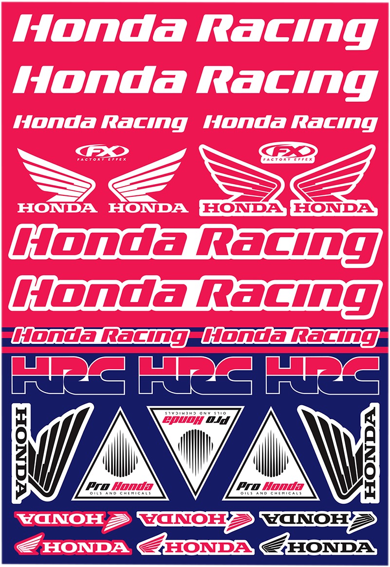 Factory Effex Hon Racing Sticker Sheet Universal Graphic Kit - Click Image to Close