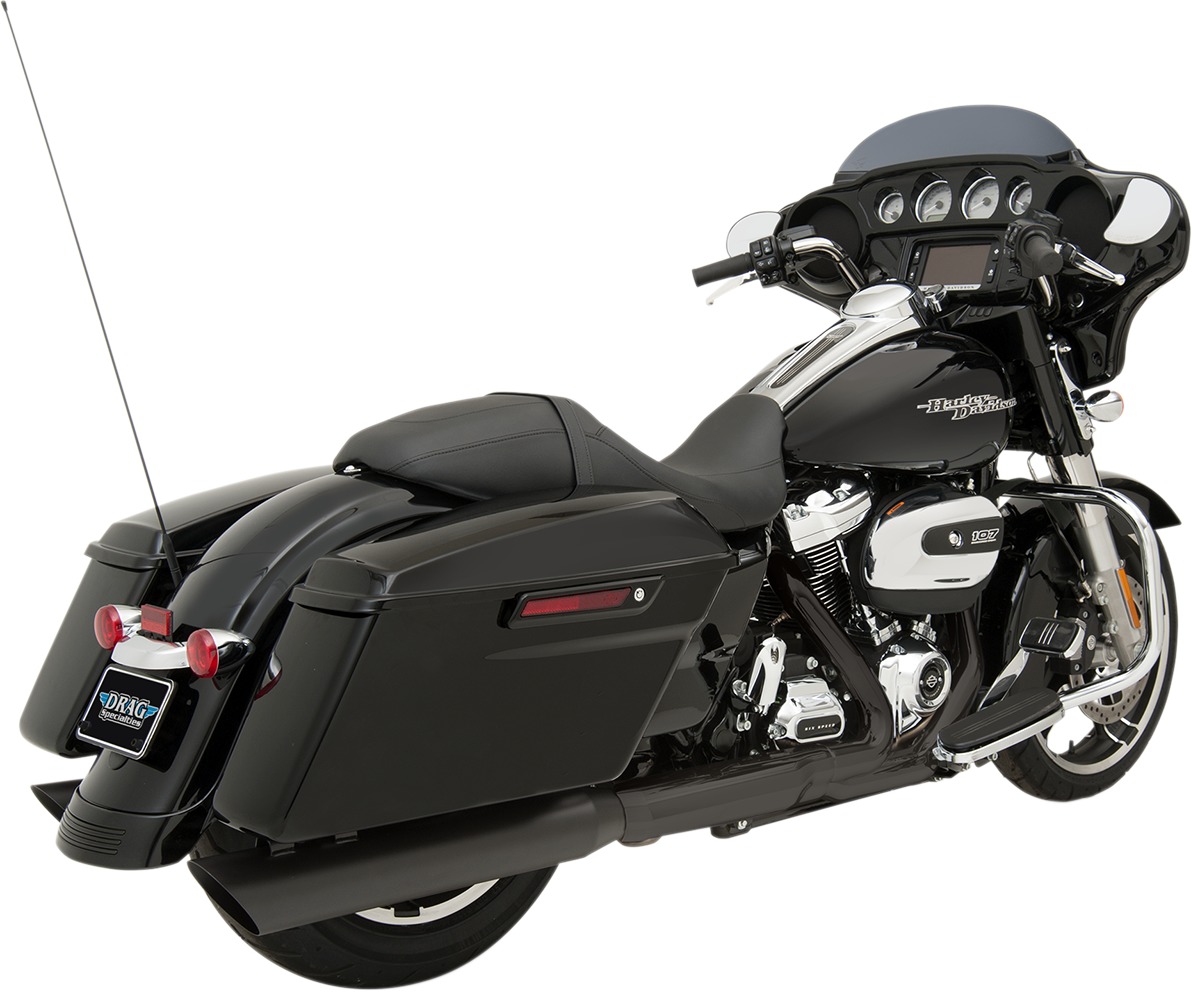 Dual Black 4" Slip On Exhaust Slash-Down - For 17-21 Harley Touring - Click Image to Close