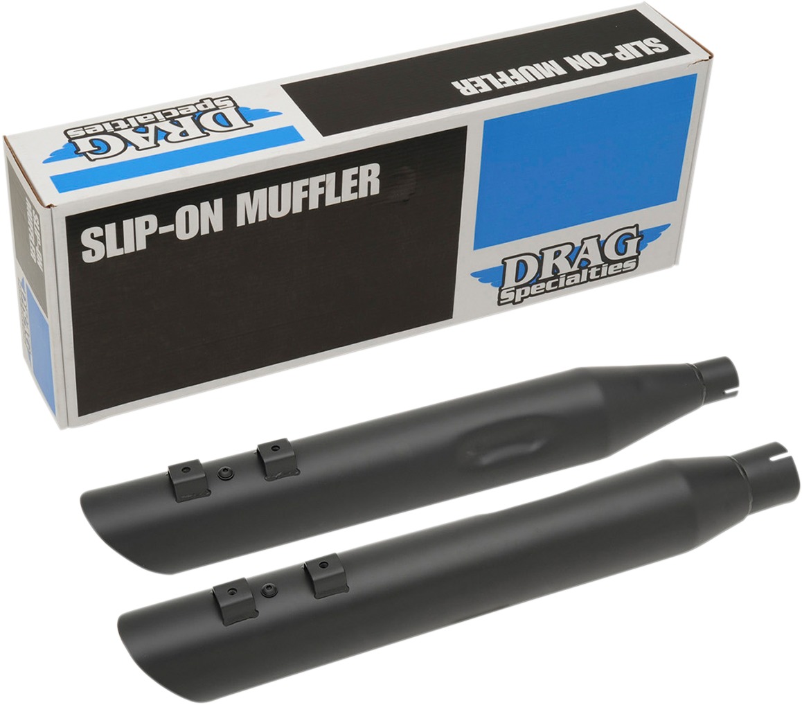 Dual Black 4" Slip On Exhaust Slash-Down - For 17-21 Harley Touring - Click Image to Close