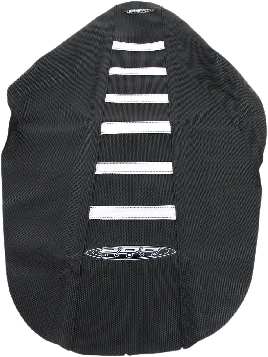 6-Rib Water Resistant Seat Cover Black/White - For 2019 KTM SX XC-F - Click Image to Close