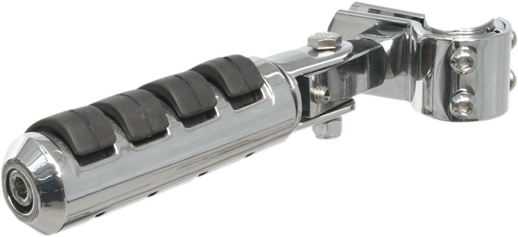 Anti-Vibration Clamp-On Folding Highway Bar Footpegs w/Mount Chrome - Click Image to Close