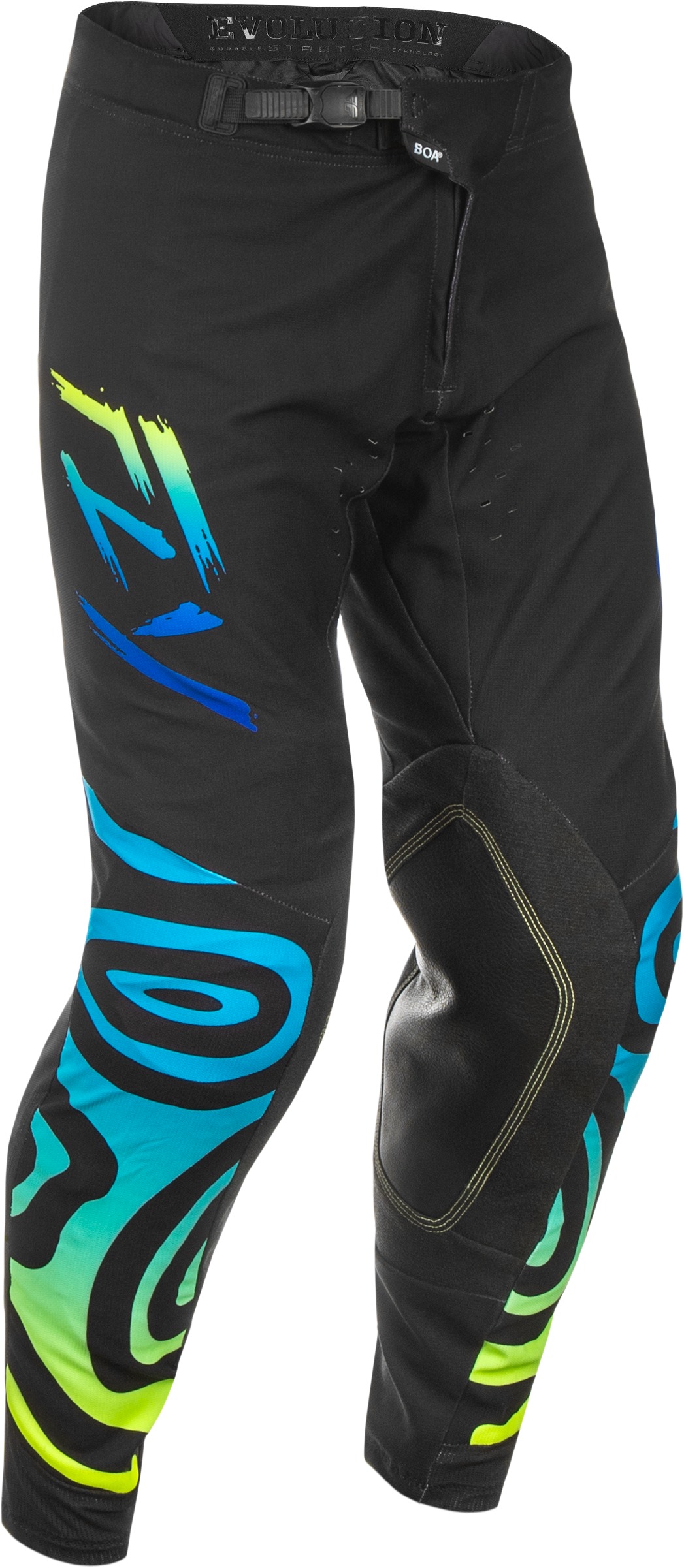 Fly Racing Evolution DST Zen Pants Black/Blue/Hi-Vis Size 38 - Offroad pants, Black/Blue/Hi-Vis, US 38 - Click Image to Close