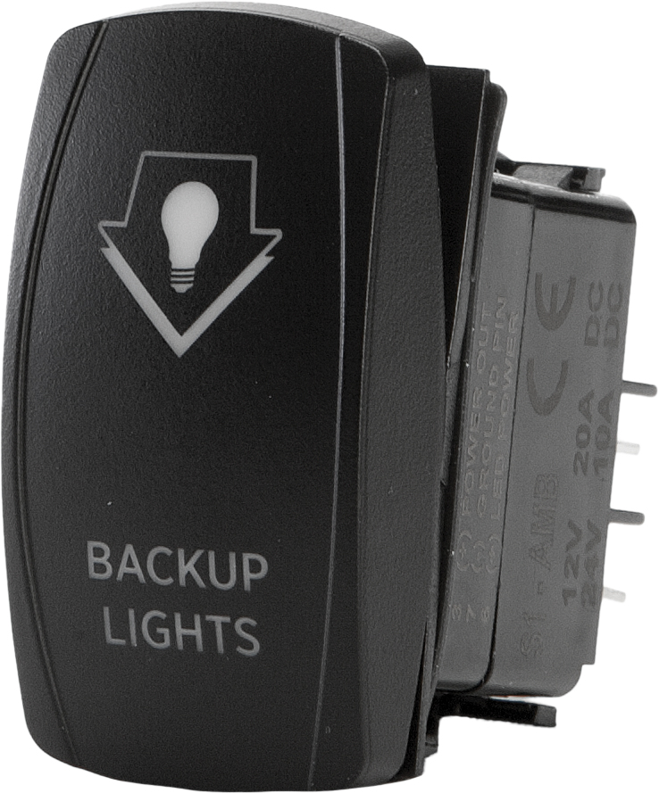 "Back Up Lights" Illuminated Rocker Switch - Amber Lighted SPST Rocker - Click Image to Close