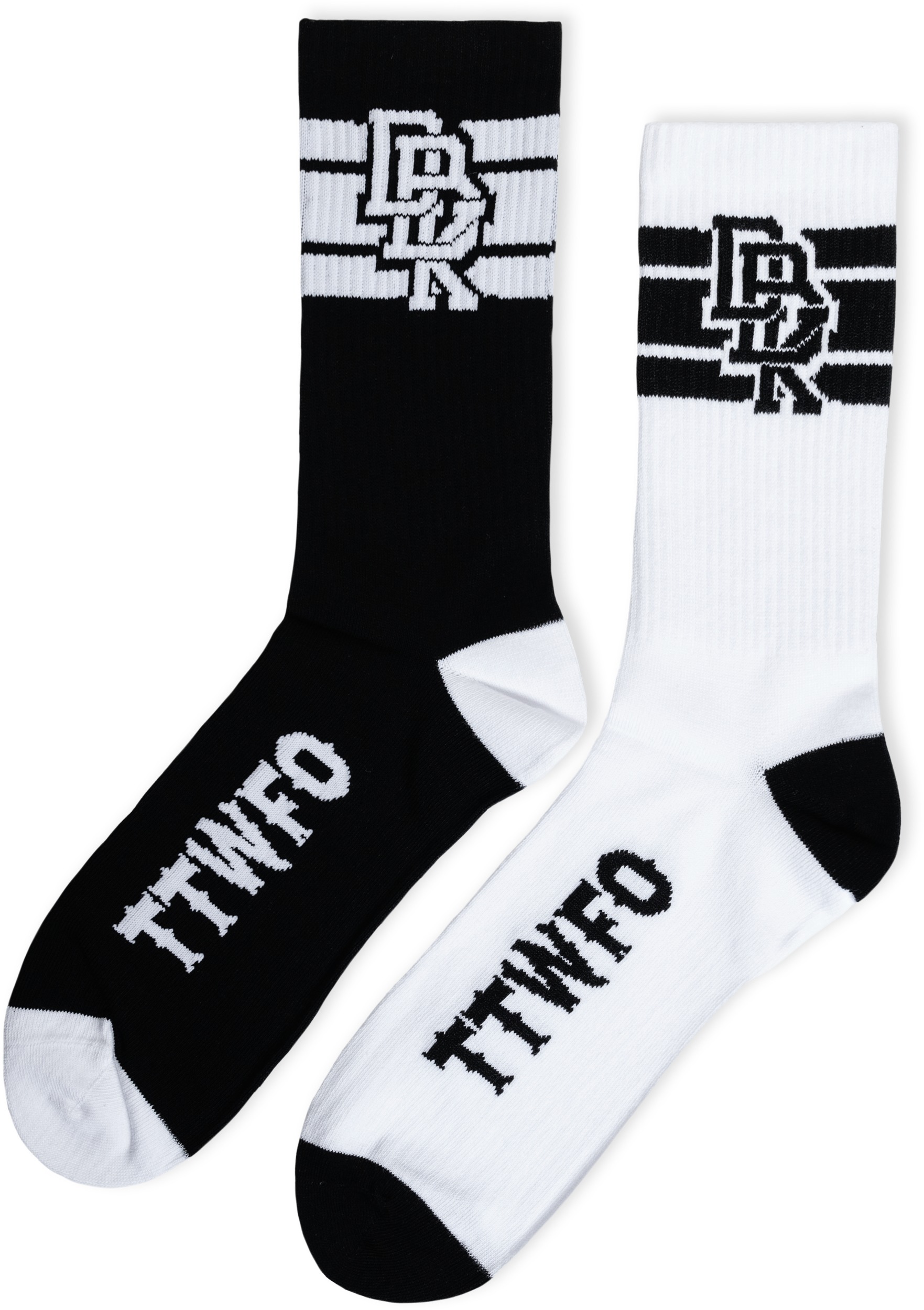 DBK Stacked Socks 2 Pack Black and White - 2 pack black and white socks by DBK - Click Image to Close