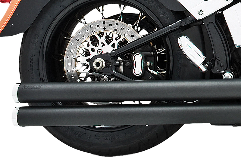 Independence Long Black Full Exhaust - For 86-17 HD Softail - Click Image to Close