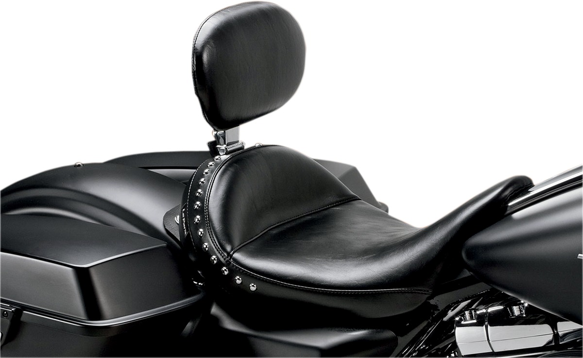 Monterey Studded Vinyl Solo Seat w/Backrest - For 08-20 Harley FLH FLT - Click Image to Close