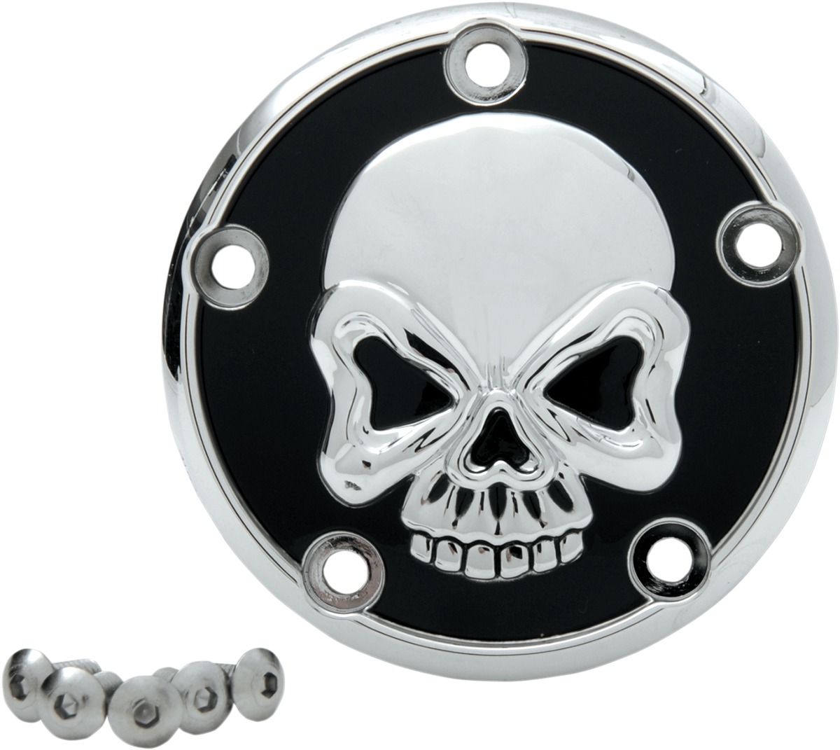 Drag Specialties Skull Points Cover Chrome/Black For Harley-Davidson - Skull points cover, fits Harley-Davidson models - Click Image to Close