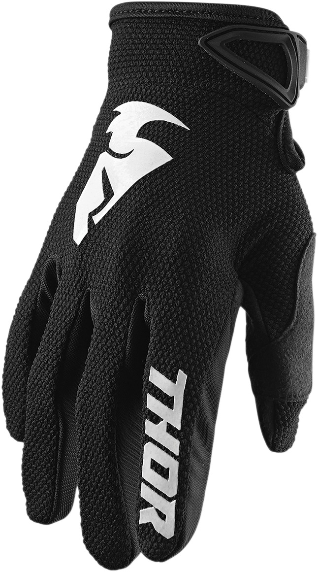 Thor Sector Gloves Men's Large Black/White - Lightweight MX gloves for off-road and ATV - Click Image to Close
