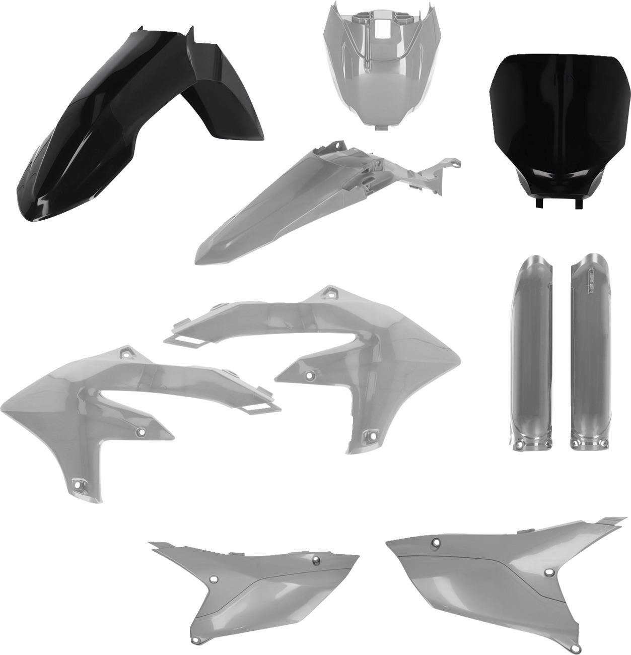 Full Plastic Kit Gray/Black - For 2024 Yamaha YZ250F YZ450F/FX - Click Image to Close