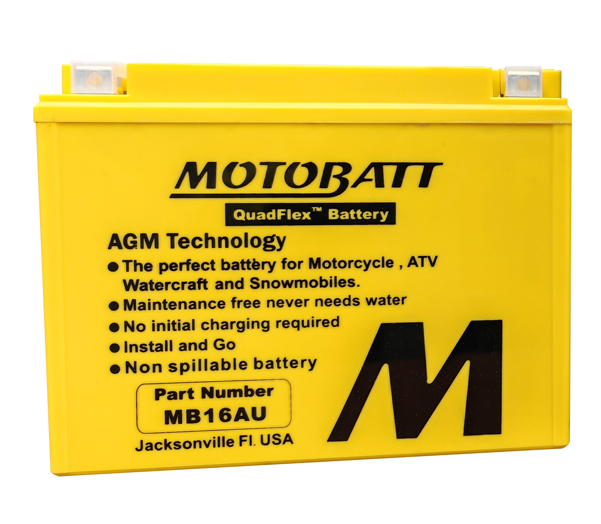MotoBatt MB16AU Quadflex AGM Sealed Battery - AGM sealed battery with Quadflex terminals - Click Image to Close