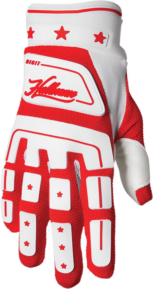 Thor Hallman Digit Gloves Men's Large Red/White - Vintage inspired MX glove - Click Image to Close