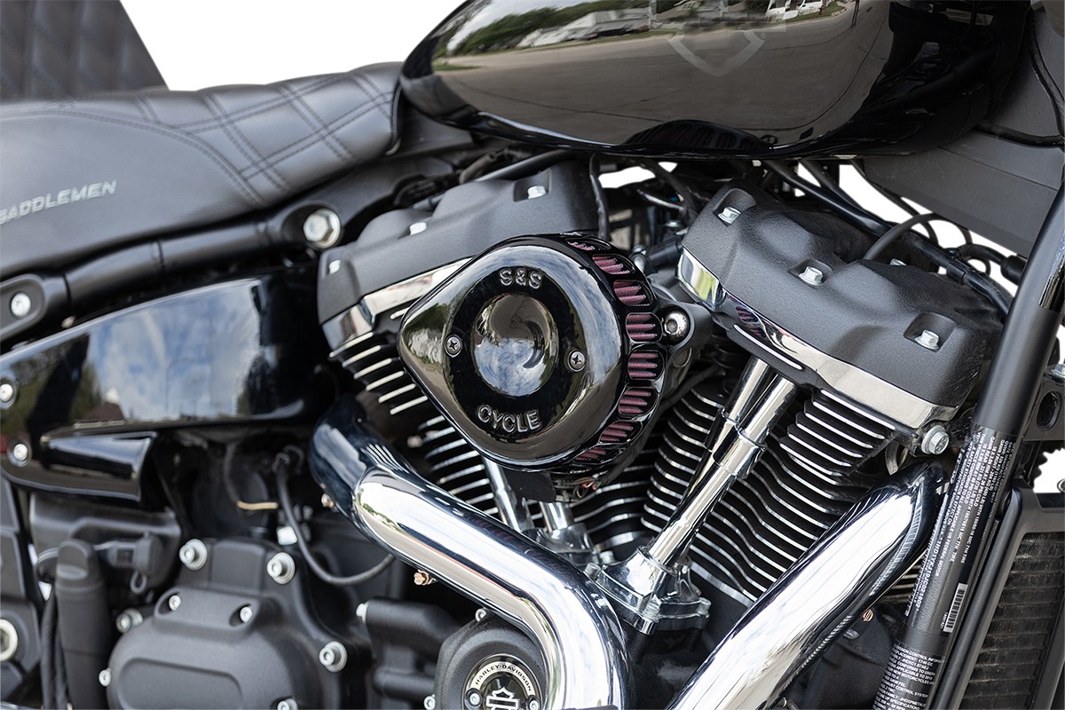 S&S Black Stealth Mini Teardrop Air Cleaner for Harley-Davidson - Click Image to Close