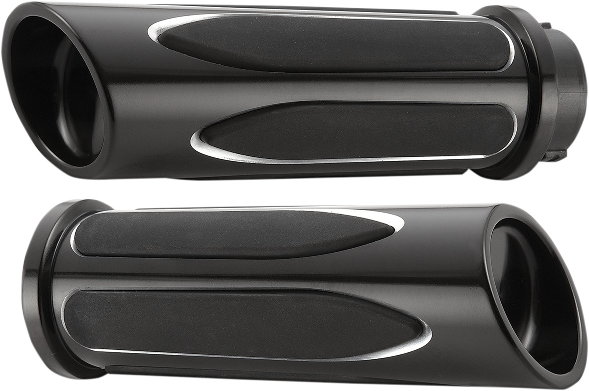 Arlen Ness Deep Cut Comfort Grips Black - Click Image to Close