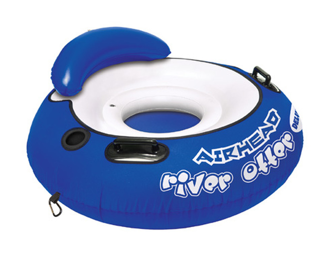 Airhead River Otter Deluxe Inflatable Tube with Backrest, 48 in - Deluxe river tube with backrest and drink holder - Click Image to Close