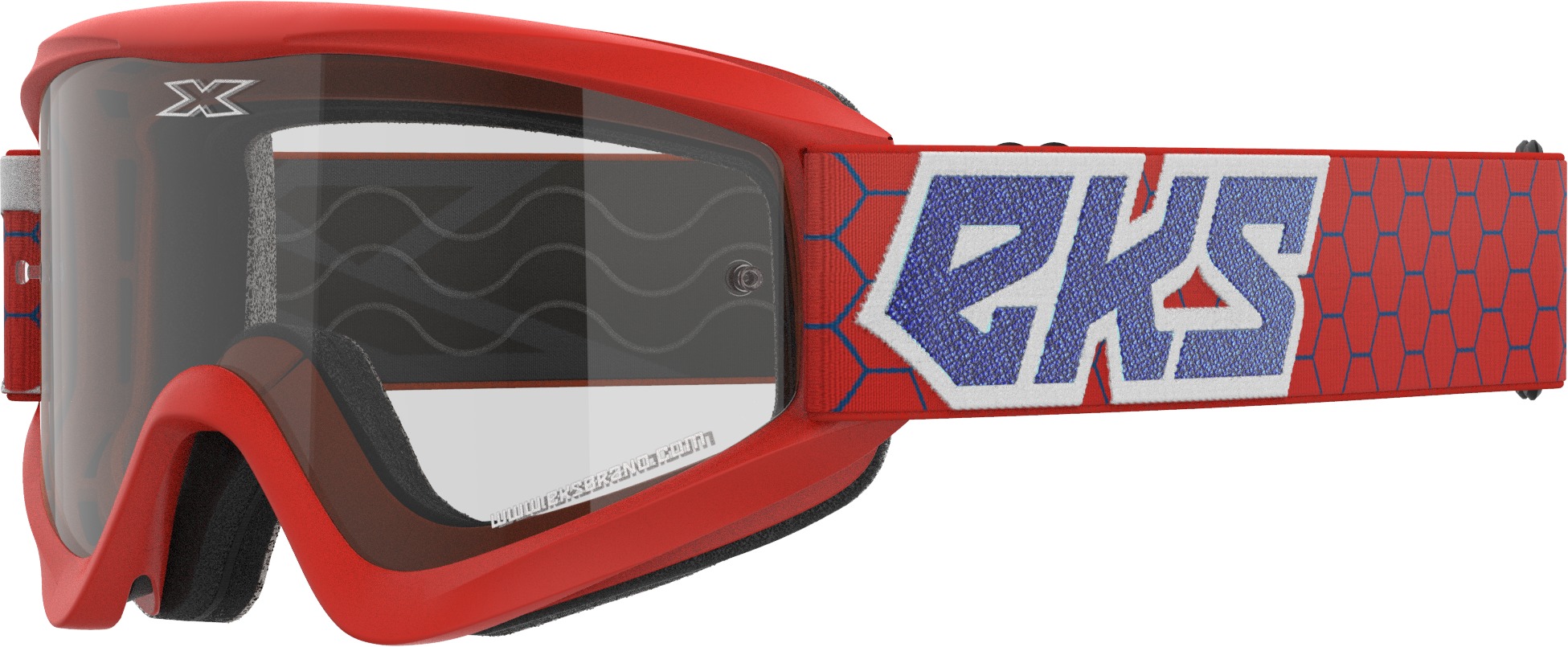 EKS Brand GOX Flat Out Goggle Red/White/Blue Clear Lens Offroad - Offroad goggles, clear lens, Red/White/Blue - Click Image to Close