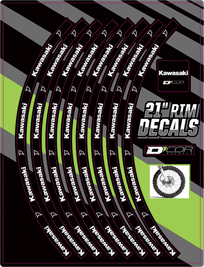 Rim Decals 21" Kawasaki Logo Front - For 90-17 Kawasaki KX - Click Image to Close