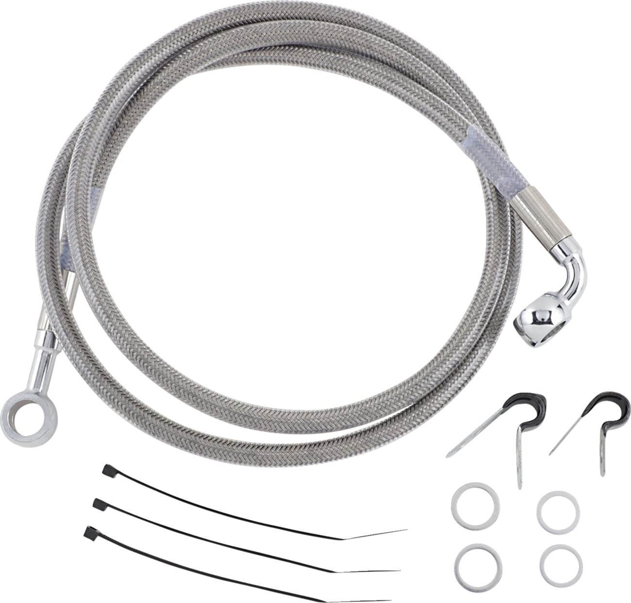 Drag Specialties Stainless Steel Front Brake Line Kit For Harley FLST Models - Click Image to Close