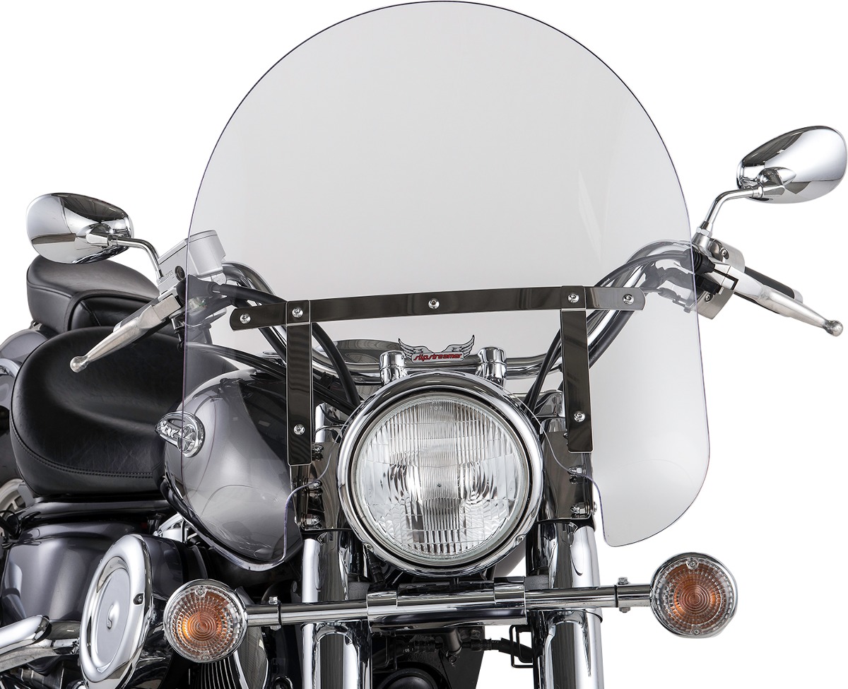 Classic Oversized Windshield 17" Clear w/Chrome Hardware - Click Image to Close