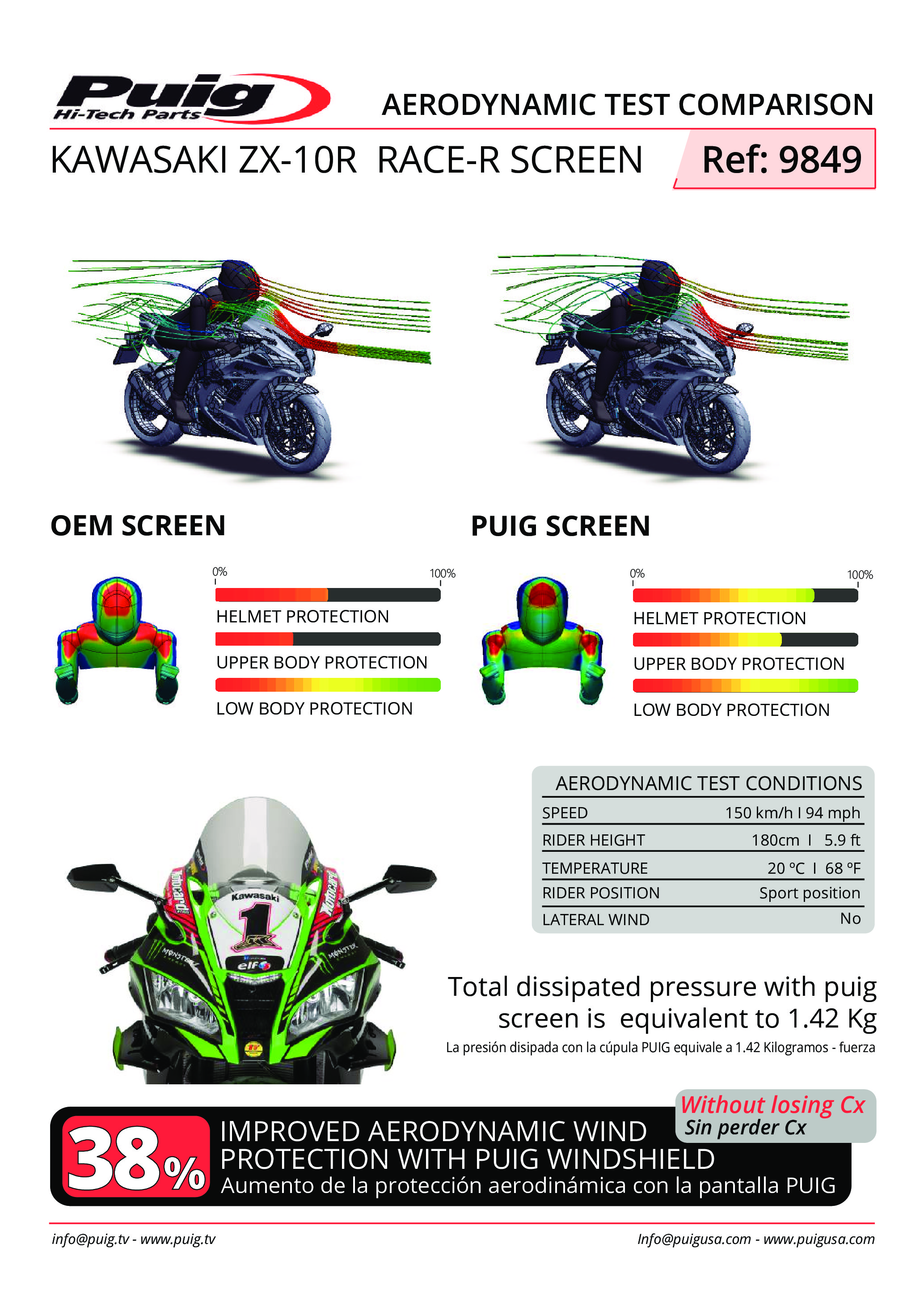 14-1/4" Dark Smoke Racing Windscreen - For 16-20 Kawasaki ZX-10R - Click Image to Close