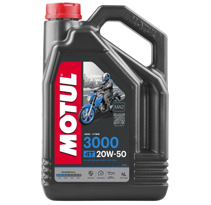 Motul 3000 20W50 4T Mineral Engine Oil 4 Liter - 4-stroke mineral oil, 4L, for motorcycles - Click Image to Close