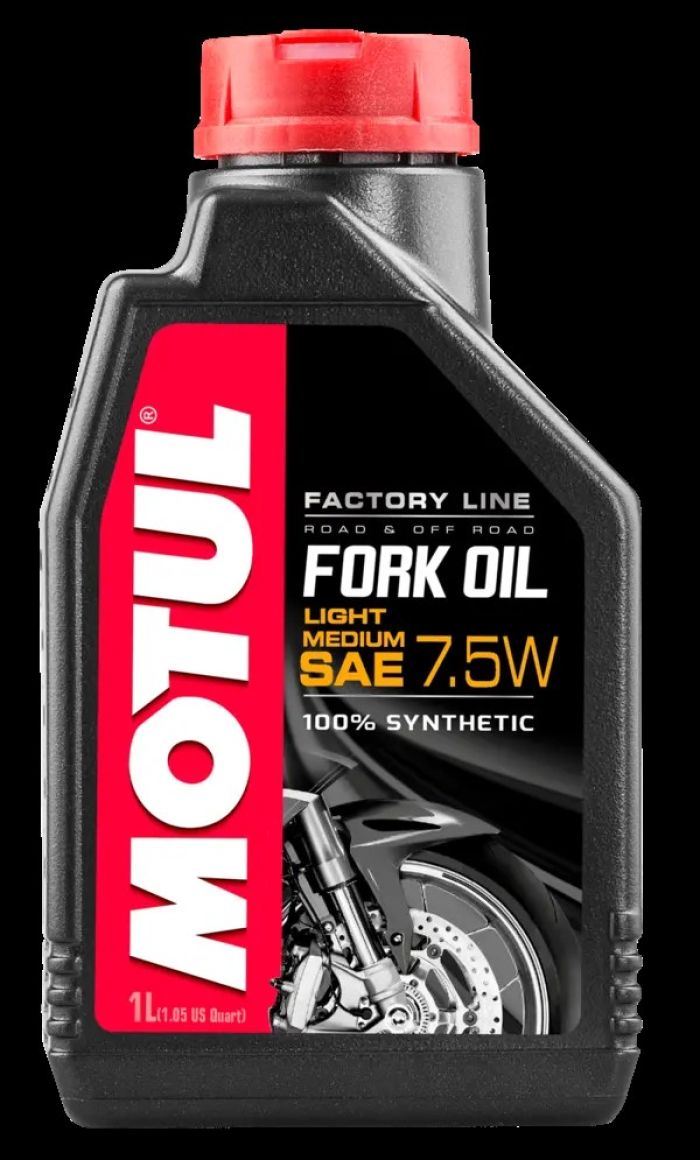 Motul Fork Oil Factory Line Light/Medium 7.5W 1 Liter - 7.5W synthetic fork oil, 1L for SHOWA, KYB, OHLINS, WP - Click Image to Close
