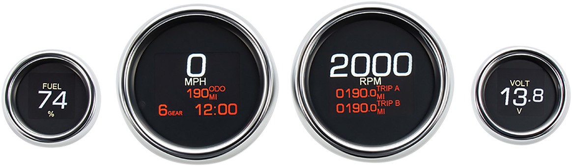MLX Series Chrome Gauges Bagger 4 Gauge by Dakota Digital - Click Image to Close