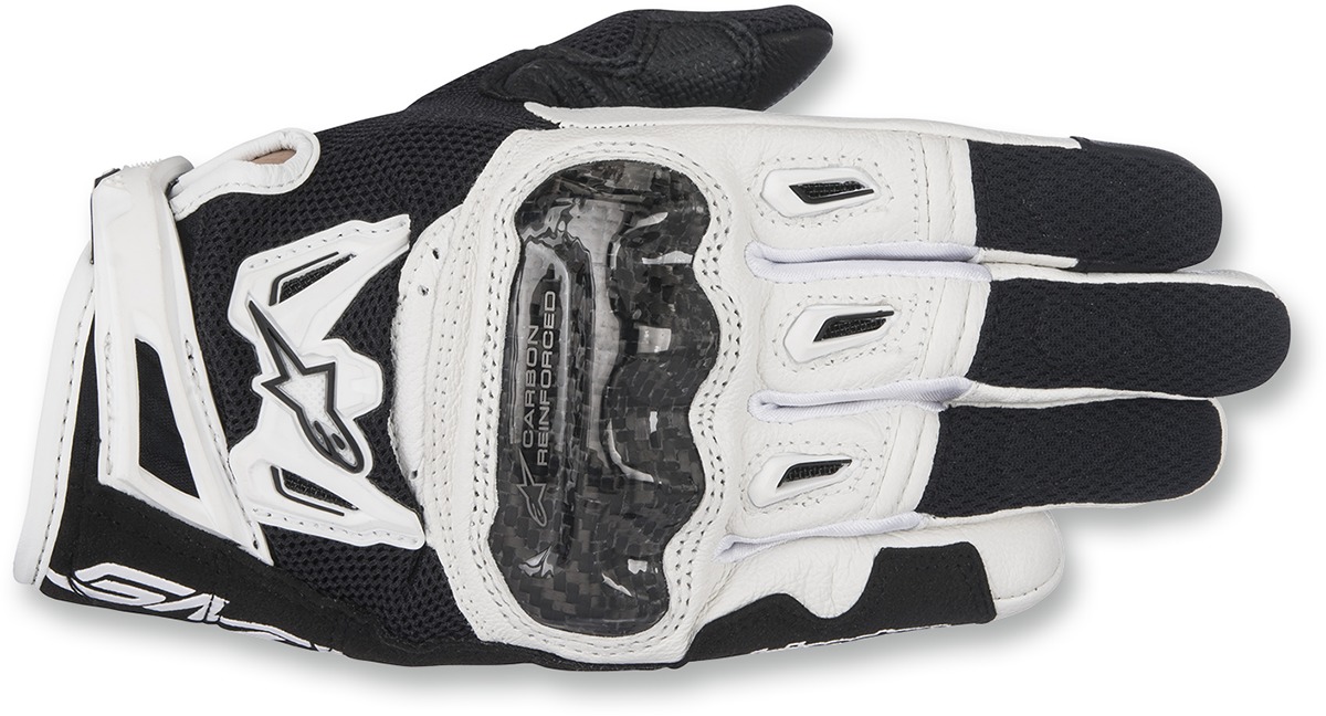 Women's SMX-2 V2 Air Carbon Motorcycle Gloves Black/White Medium - Click Image to Close