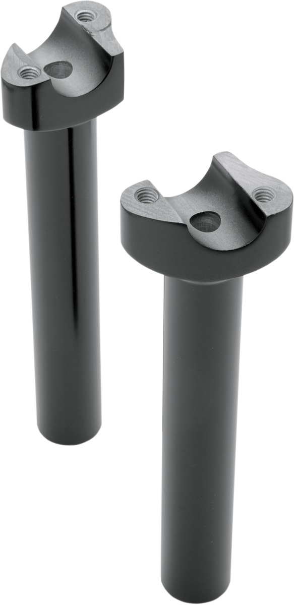 Drag Specialties 8in Forged Aluminum Handlebar Risers Black Pair - Forged 8in risers, 1in clamp, black, pair - Click Image to Close