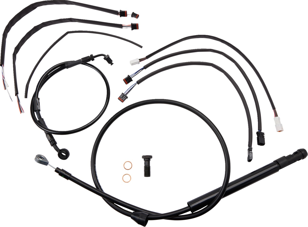 Burly Brand Jail Bar 12in Cable Kit Black ABS For Harley Softail/Fat Bob - Click Image to Close