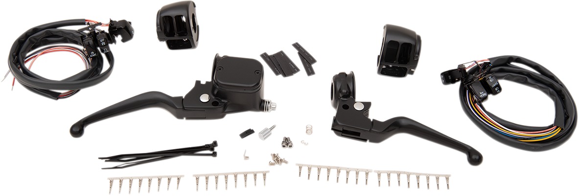 Drag Specialties Handlebar Control Kit Black 1in For Harley-Davidson - Black handlebar control kit For Harley-Davidson models - Click Image to Close