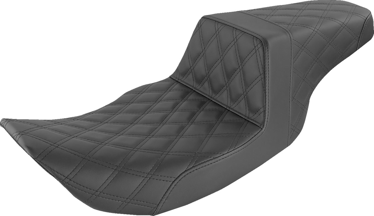 Saddlemen Step-Up Seat Full Lattice Stitch Black For Harley FLHX FLHR - 2-up seat, full lattice stitch For Harley FLHX FLHR - Click Image to Close