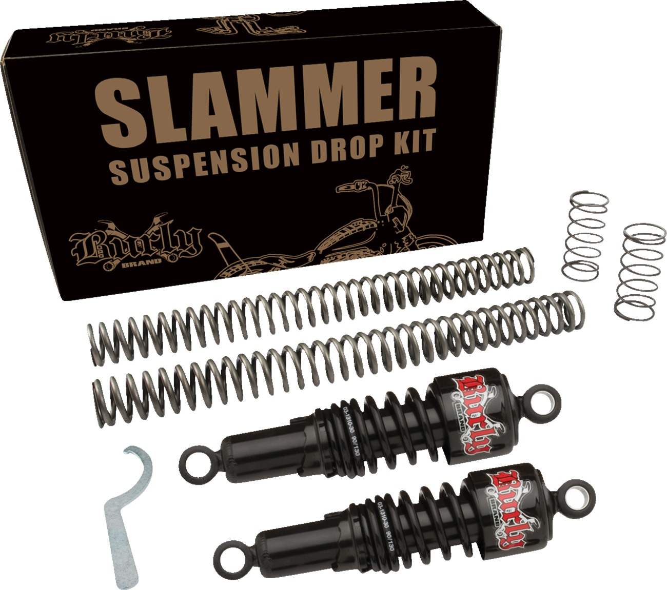 Burly Brand Slammer Shock Kit Black 10.5" Fits Honda Rebel - Click Image to Close