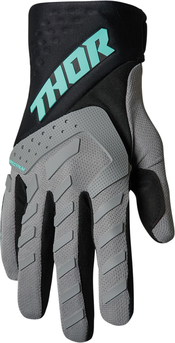 Thor Youth Spectrum Gloves XS Gray/Mint/Black - Durable youth riding gloves - Click Image to Close