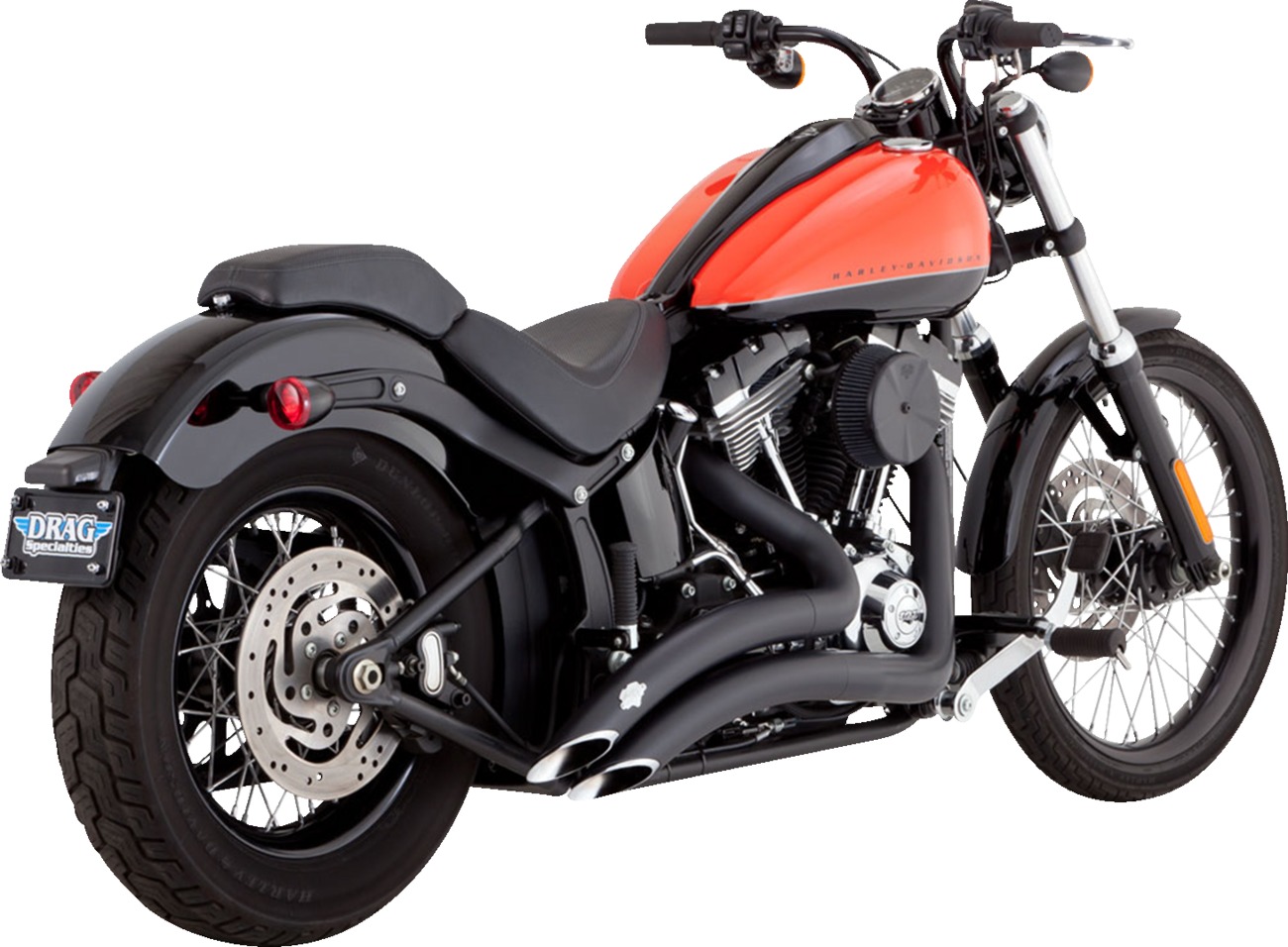 Vance & Hines Big Radius 2-into-2 Exhaust Black For Harley Softail 86-09 - Fits Harley Softail 1986-2009 - Click Image to Close