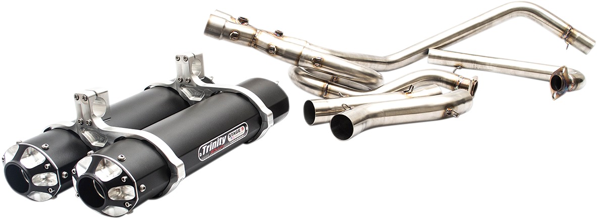 Black Dual Full Exhaust - For Kawasaki Teryx / 4 800 - Click Image to Close