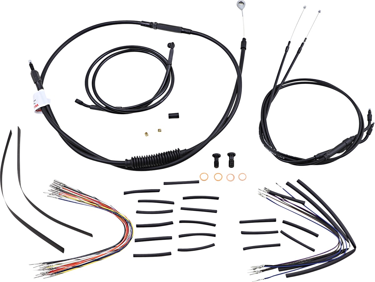 Extended Black Control Cable Kit For Dynas - 12" tall bars - Extended Control Cable Kit - Click Image to Close