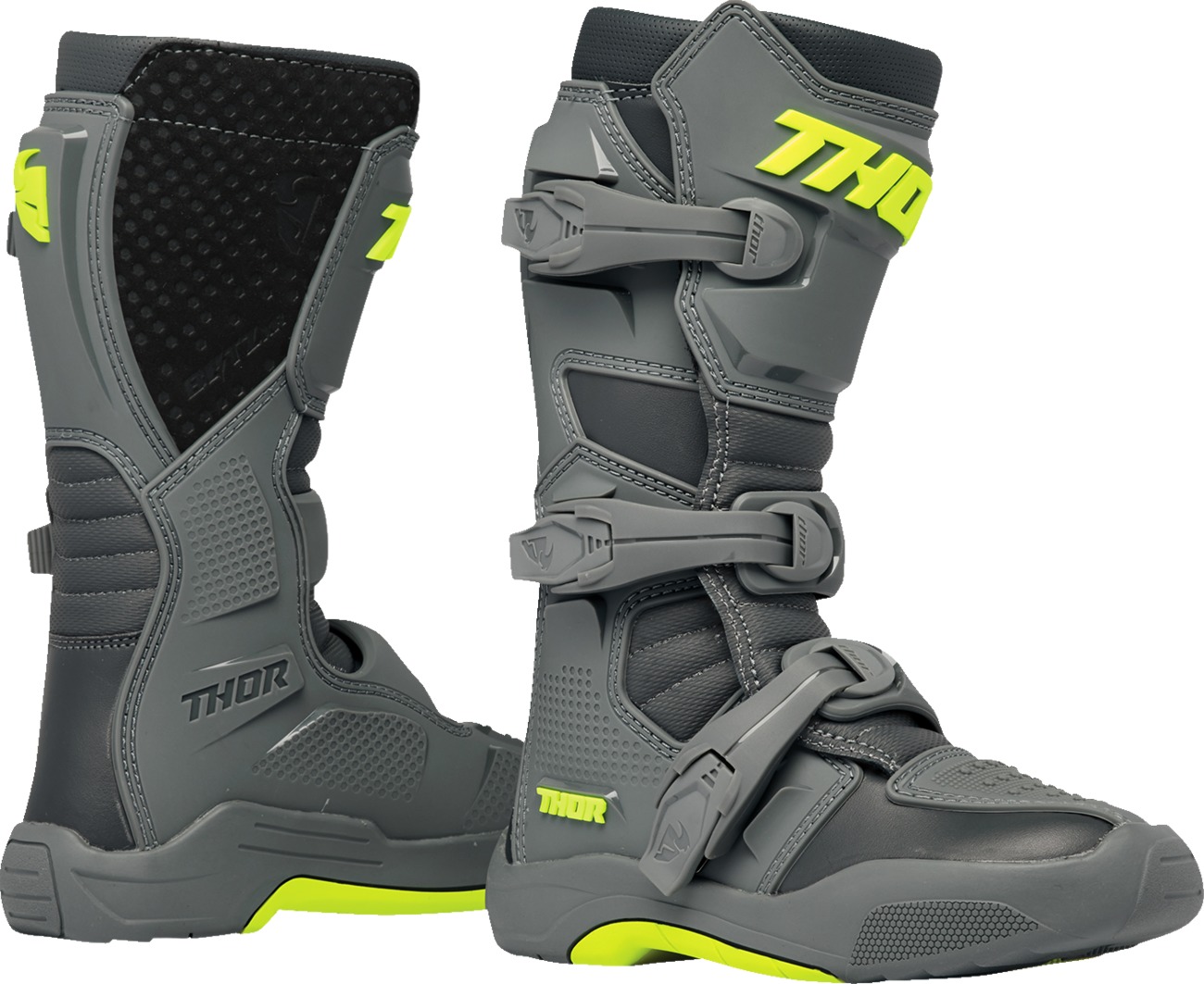 Thor Youth Blitz XR Boots Charcoal/Gray Size 7 - Youth off-road boots in Charcoal/Gray, Size 7 - Click Image to Close
