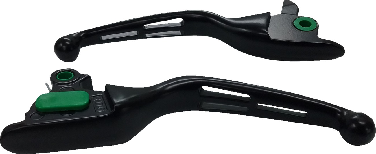 Drag Specialties Slotted Wide Blade Lever Set Black For Harley-Davidson - Black wide blade levers for Harley-Davidson models - Click Image to Close