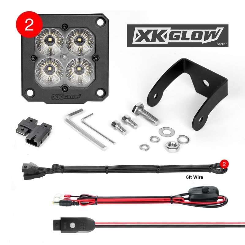 Flush Mount 20W LED Cube Light Kit with RGB Accent â€“ XKGLOW C3 2pc - Click Image to Close