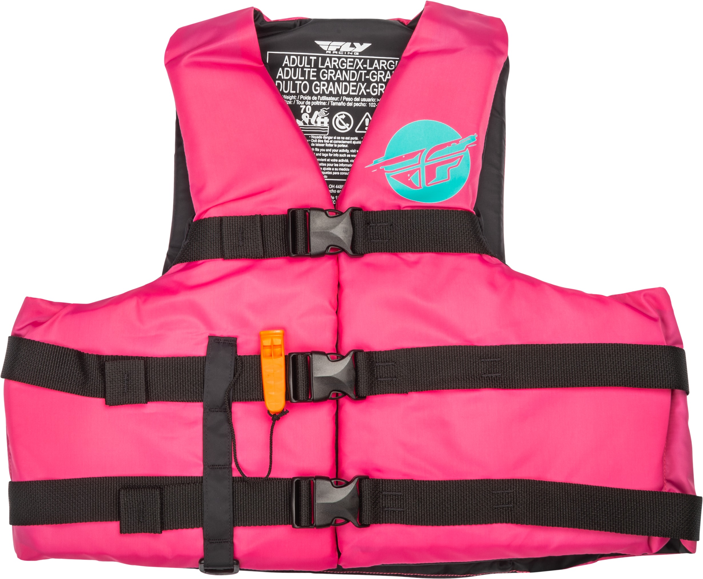 Fly Racing Nylon Flotation Vest Neon Pink/Teal XS Unisex - USCG Type III flotation vest Neon Pink/Teal XS - Click Image to Close