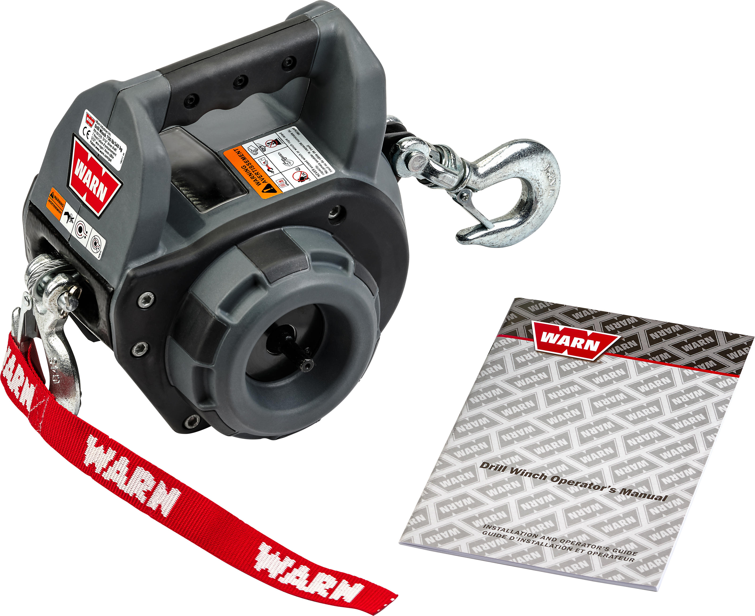 WARN Drill Winch 750lb Steel Portable Winch - Portable 750lb winch, powered by drill - Click Image to Close