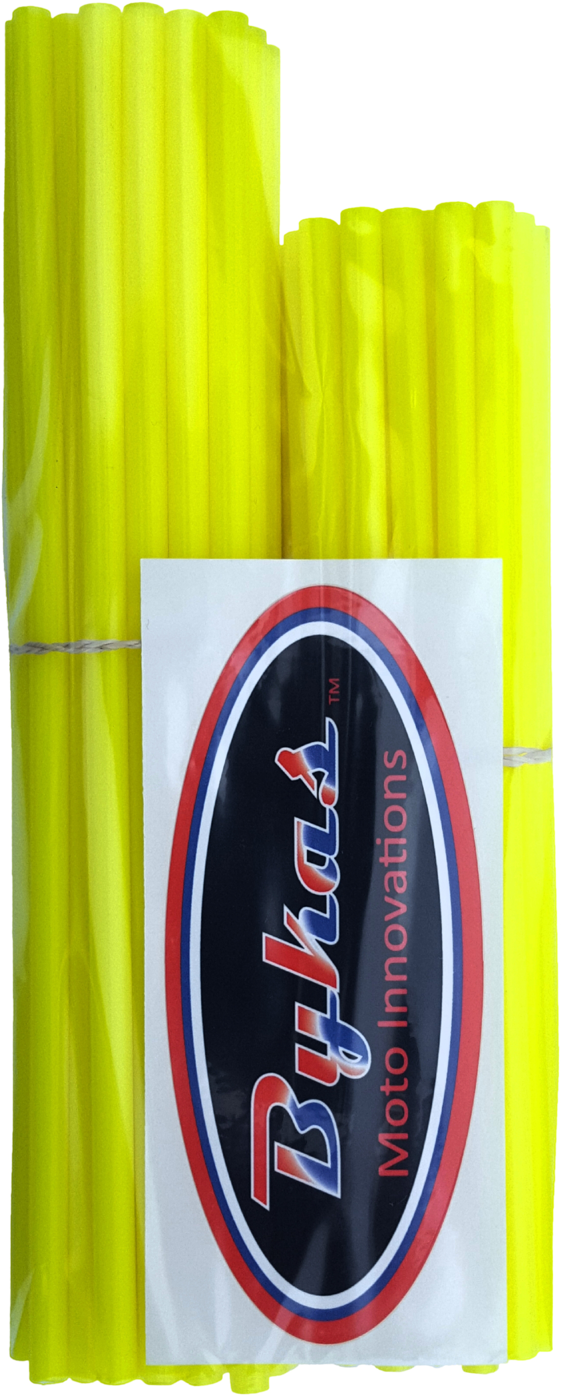 Neon Yellow Spoke Wraps 72/pk 21" Front / 19"/18" Rear - Angled Pre-Split - Click Image to Close