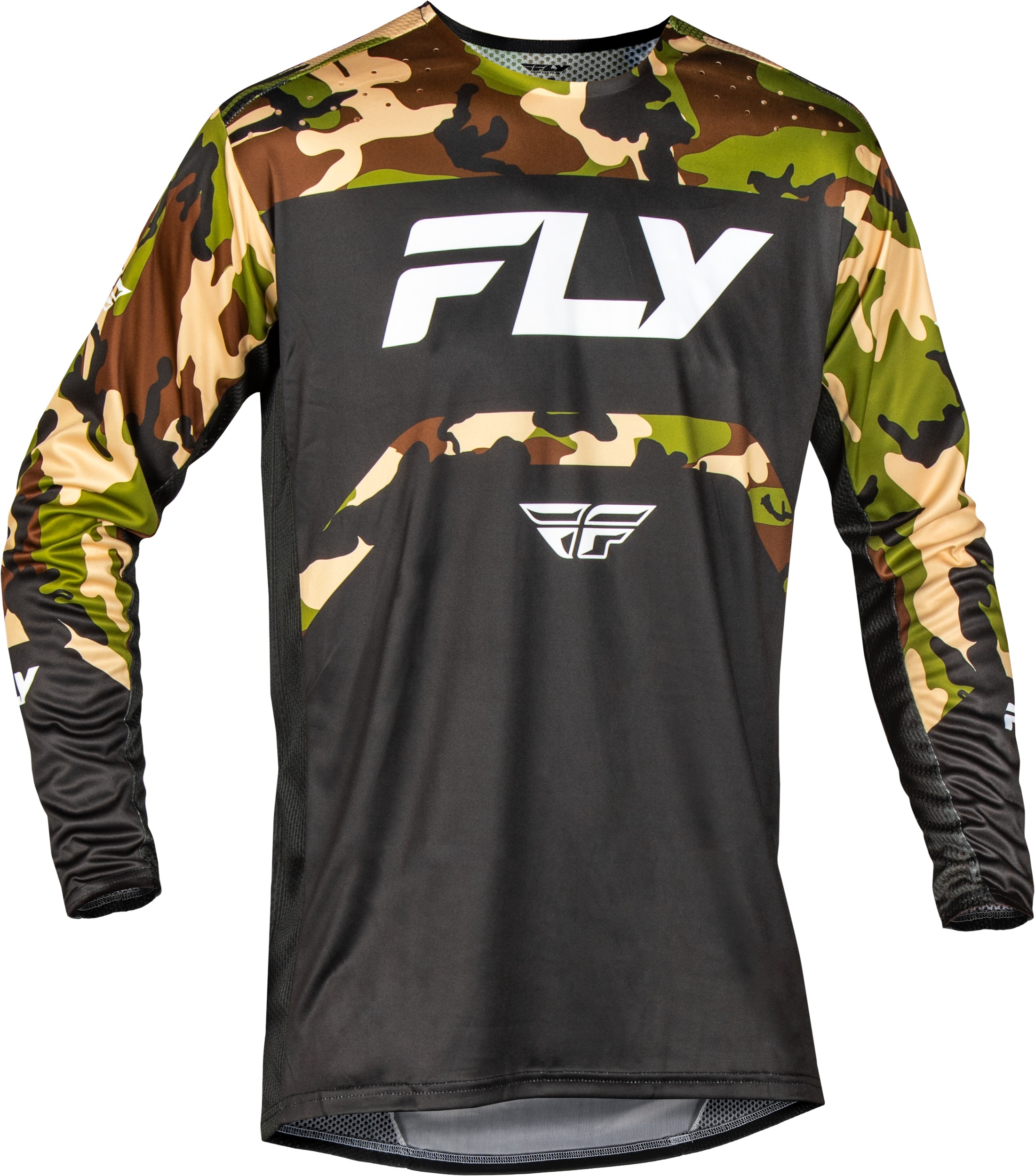 Fly Racing Rayce Bicycle Jersey Black/Camo Medium - Performance stretch jersey in Black/Camo, Medium - Click Image to Close