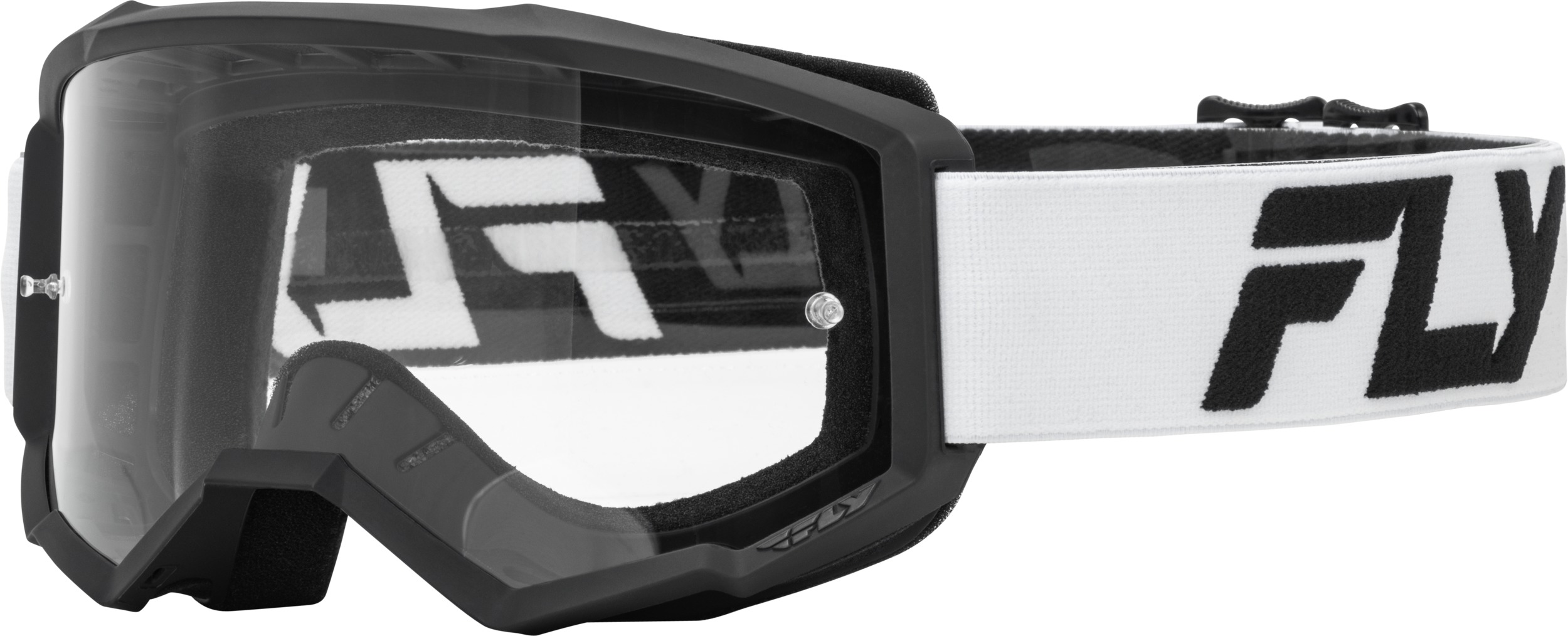 Fly Racing Focus Goggles White/Black Clear Lens Adult - Offroad goggles with clear lens in white/black - Click Image to Close
