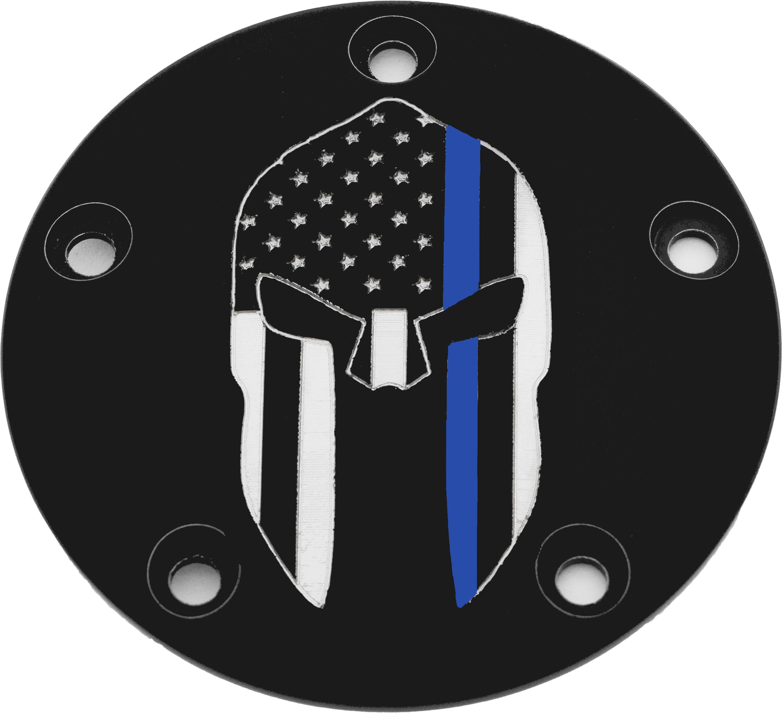 Custom Engraving Sparta Blue Line Timer Cover Black - Black Sparta Blue Line timer cover by Custom Engraving - Click Image to Close