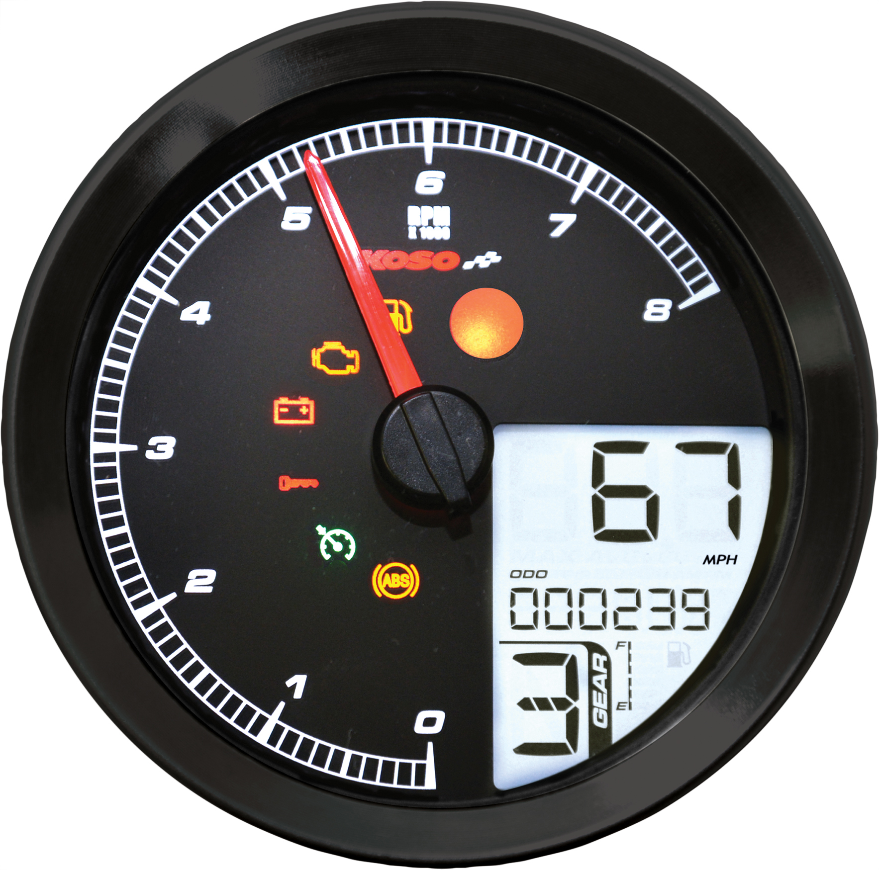 LCD Color Change Speedo and Tachometer - Black - Click Image to Close