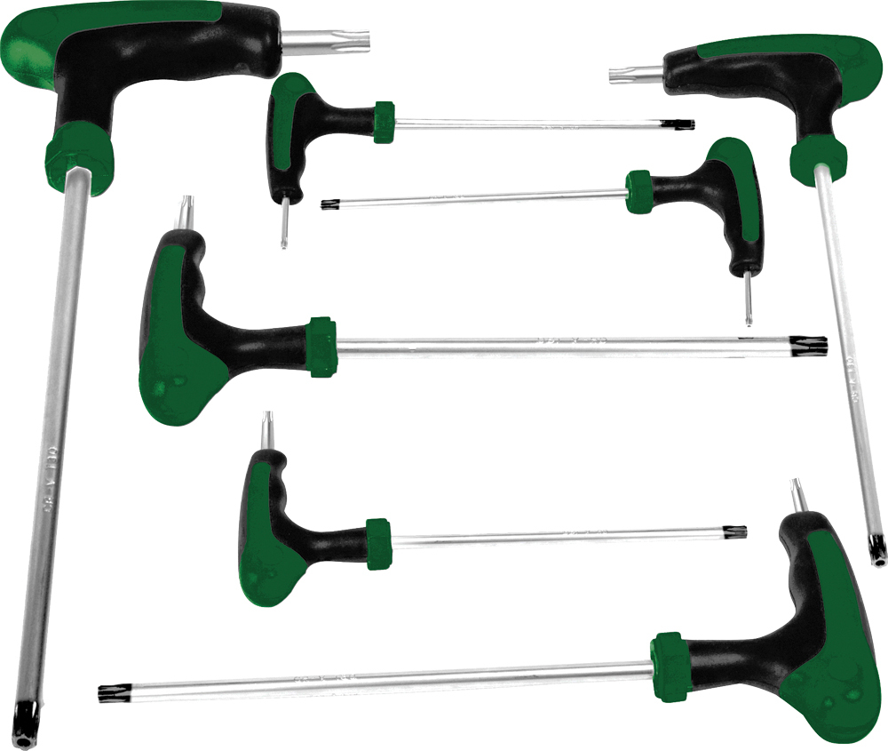 Performance Tool 7 PC T-Handle Star Set - 7-piece T-handle star key set - Click Image to Close