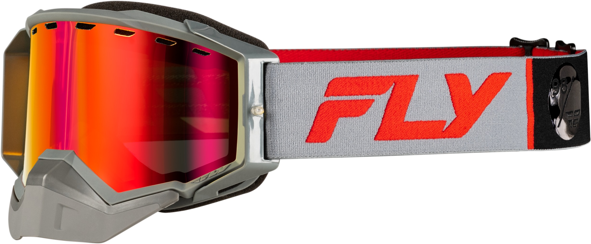 Fly Racing Zone Elite Snow Goggle Grey/Red w/ Red Mirror Lens - Snow goggles with red mirror lens - Click Image to Close